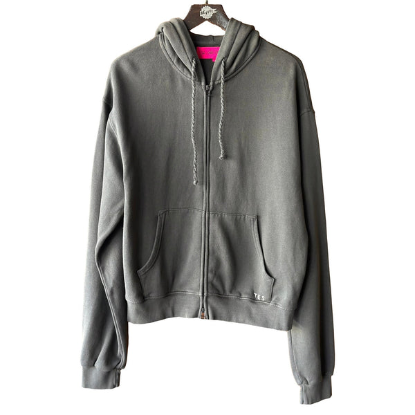 THE ELDER STATESMAN DAILY ZIP HOODIE COAL