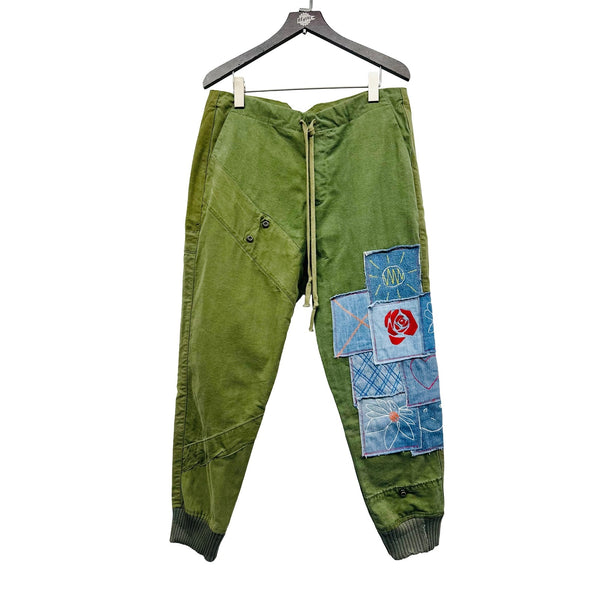 GREG LAUREN PATCHWORK LOUNGE PANT ARMY