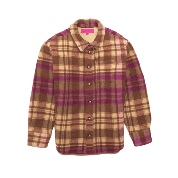 THE ELDER STATESMAN FELT CHECK OVERSHIRT PINK MULTI