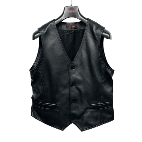 LU'U DAN TAILORED LEATHER WAISTCOAT BLACK