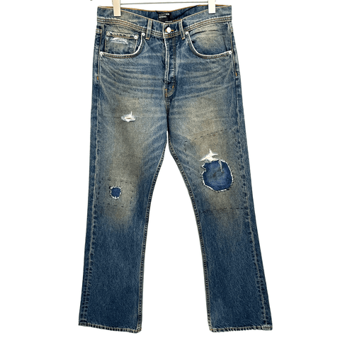 ERD THRASHED FLARE JEANS BLUE