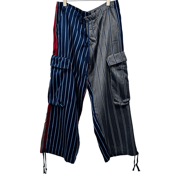 GREG LAUREN MIXED PREP STRPE WIDE LEG PANT MULTI