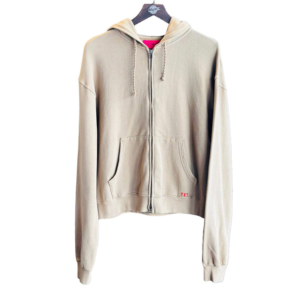 THE ELDER STATESMAN DAILY ZIP HOODIE PUTTY