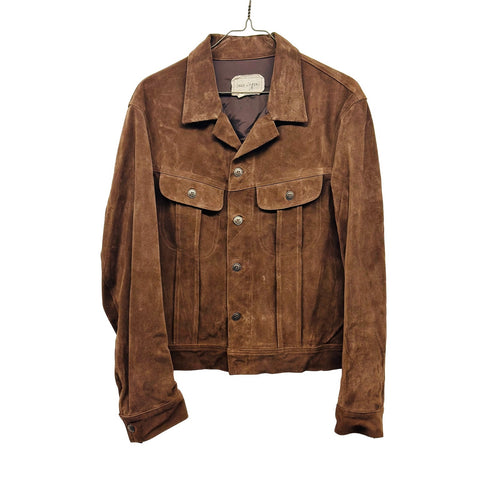 GREG LAUREN SUEDE TRUCKER JACKET BROWN